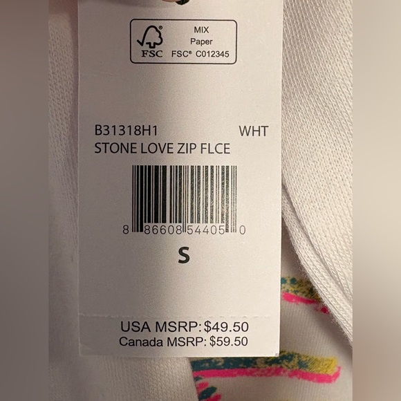 NWT Volcom Surf Fleece Hoodie Fill Zip Hawaii SMALL White Stone Love - Picture 5 of 10